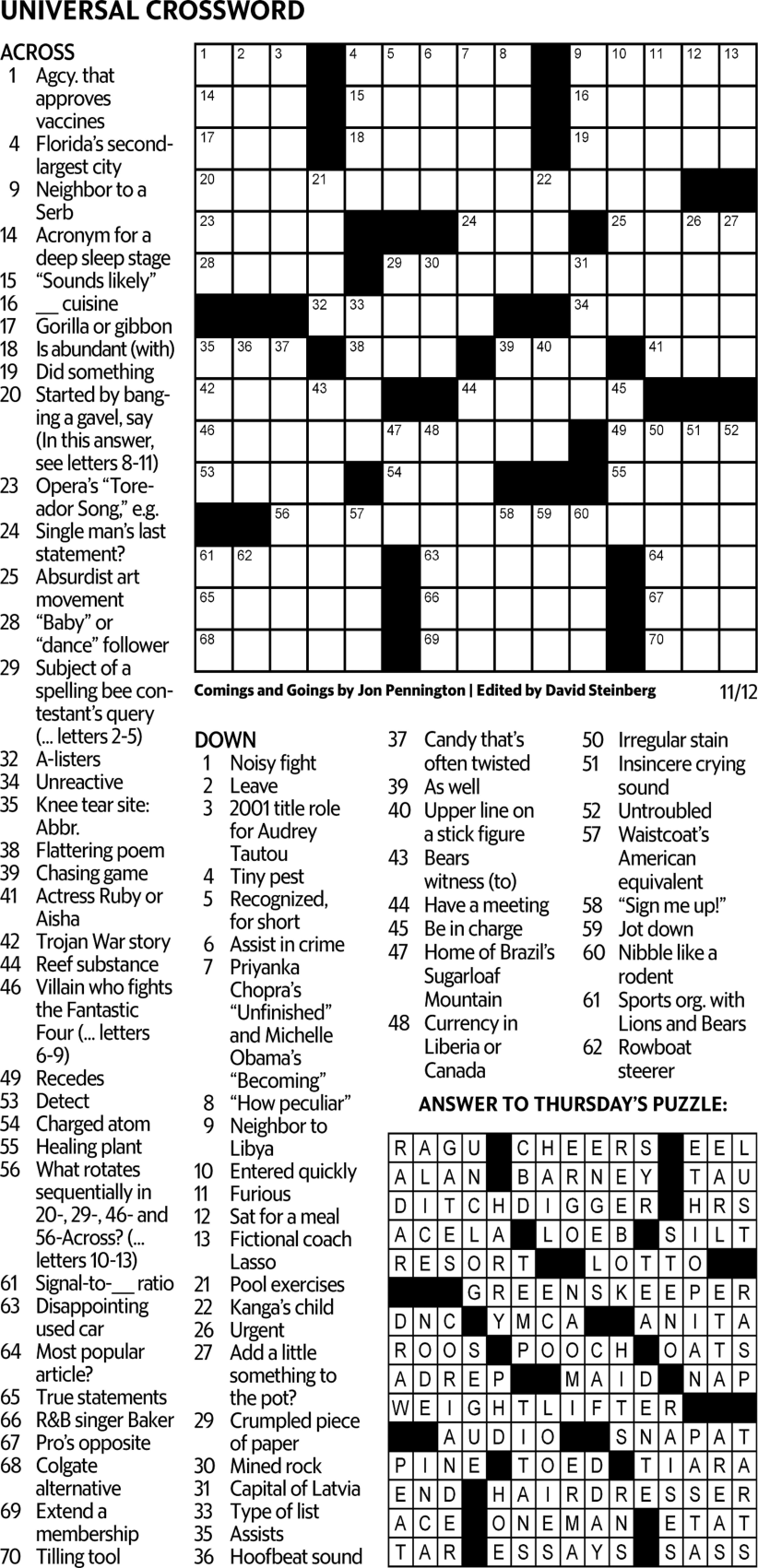 Universal Crossword Answers Feb 3 2025 