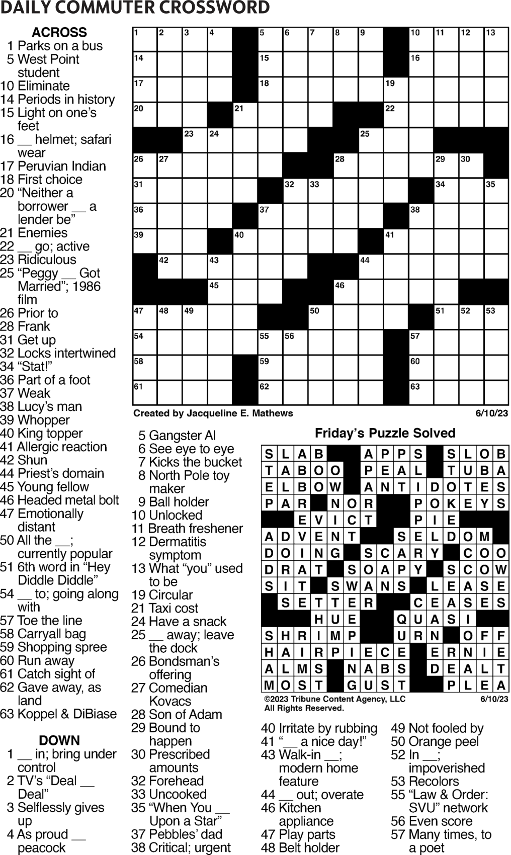 Use The Clues To Fill In The Grid 