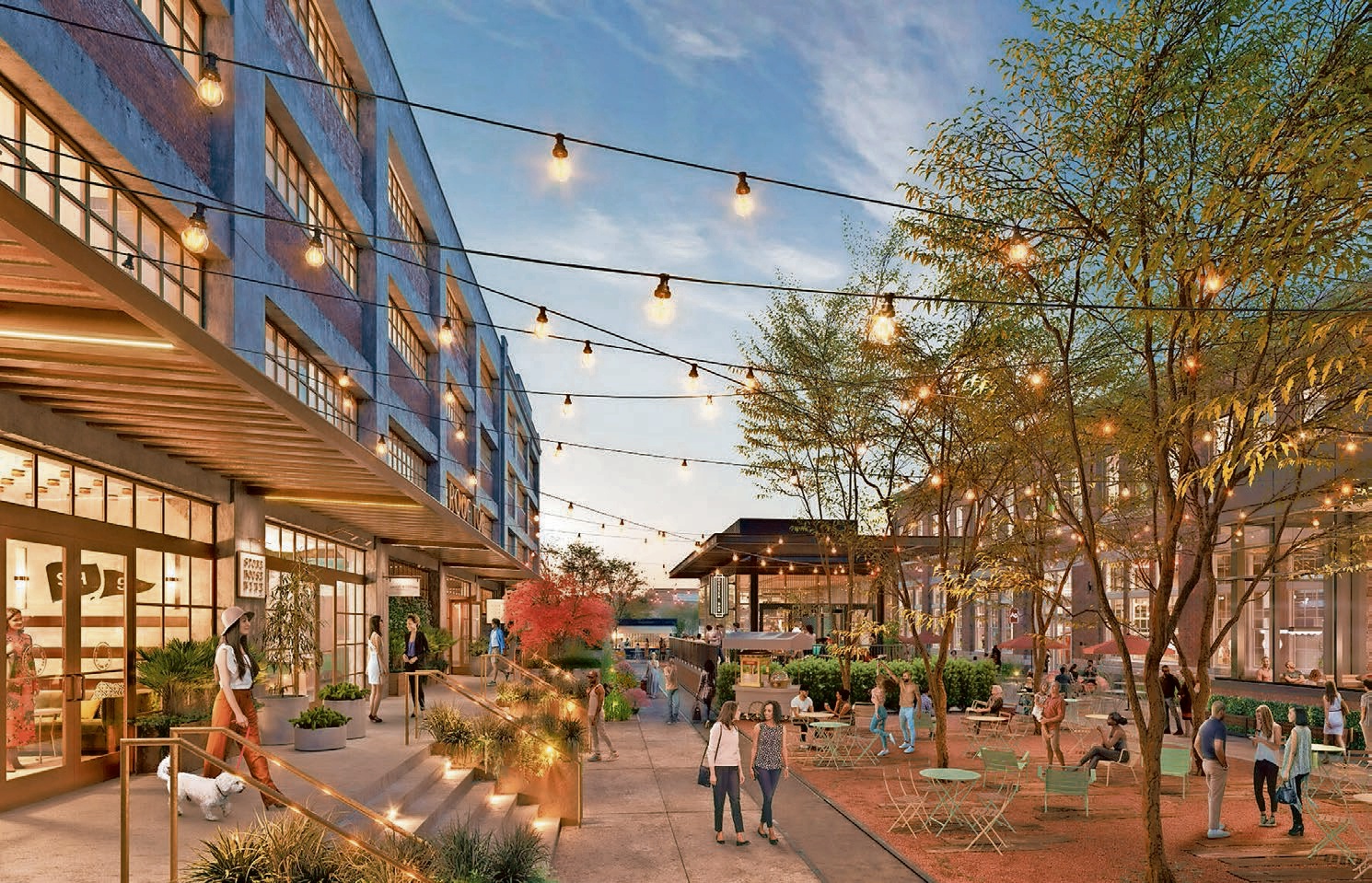 an artistic rendering of a plaza planned between storehouses 8 and 9 ...